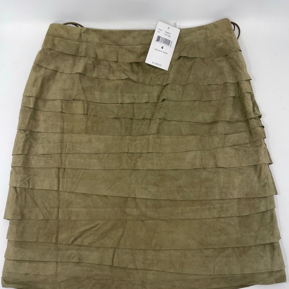 Ralph Lauren Black Label Brown Goat Suede Layered Skirt Size 4 - Picture 1 of 5